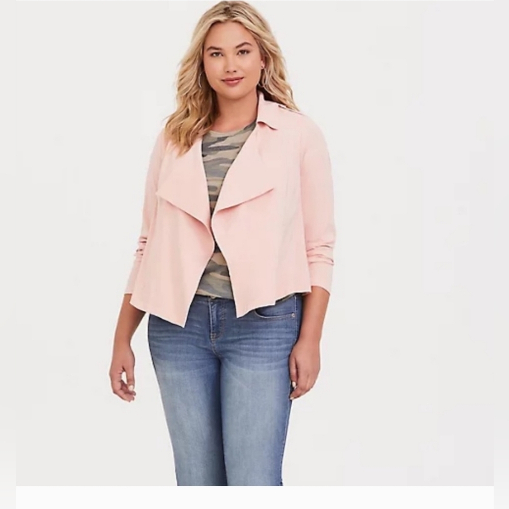 Torrid Size 2 Blush Pink Twill Drape Jacket with Pockets
